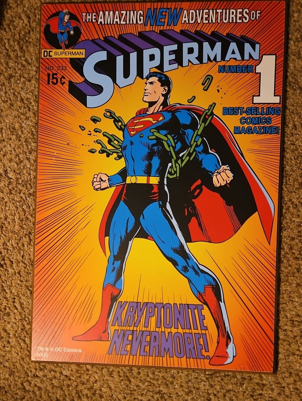 DC Superman Comic Cover — Bright Blue, Red & Yellow Art